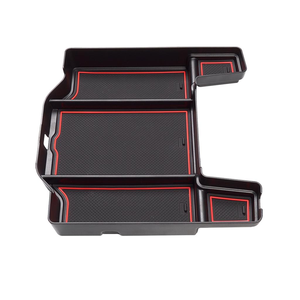 För Dodge Ram 1500 2500 3500 2019-2026 Central armstöd Förvaringslåda Halkfri Bricka Organizer Interiörtillbehör Svart