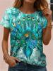 Unisexs Summer Casual Roundneck Shortsleeve Tshirt Simple Dragonfly Print Elegant Tshirt Stylish Unisexs Top