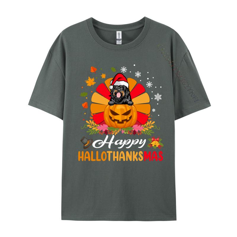 Portuguese Water Dog Hallothanksmas Halloween Fall Christmas T Shirts For Men Short Sleeve Tops Designs Tees Pure Cotton