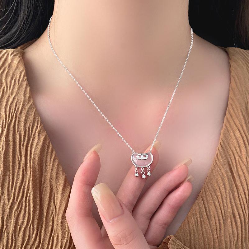 Copper Coin, White Jade Marrow, and Treasure Necklace, Female Chinese Style Emblem of National Style Clavicle Chain