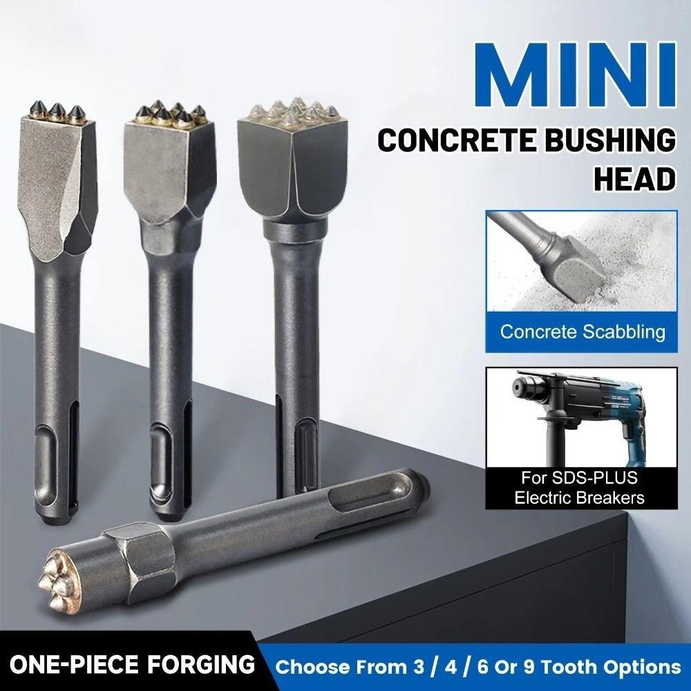 3/4/6/9 Tooth Electric Concrete Bushing Head Round Handle Electric Hammer Chisel Drill Flower Chisel Concrete Bushing Head