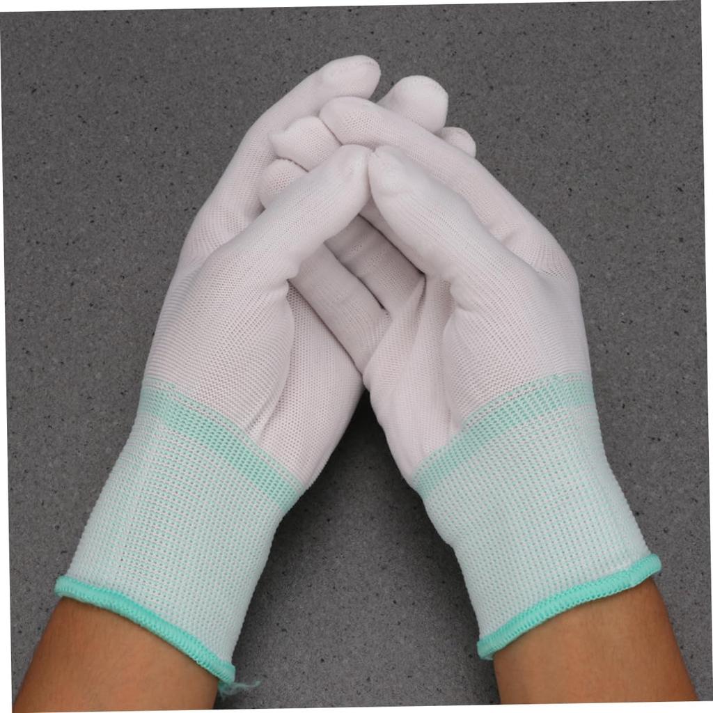 12 Pairs Anti-Static Work Gloves White Nylon Gardening Gloves for Cutting Slicing Carving Safety Gloves