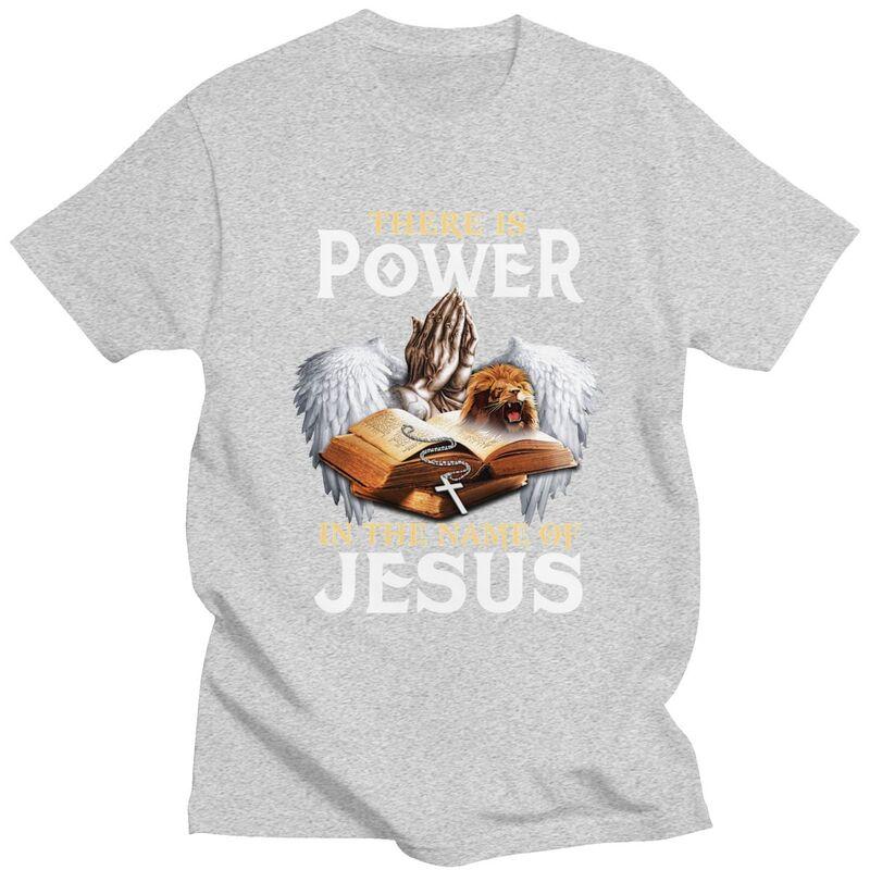 Custom Trendy Power In The Name Of Jesus T Shirt Men Short Sleeves 100 Cotton Tshirt Christian Faith Tee Tops Fashion Tshirts