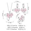 Huamei Jewelry Set Earrings Ring Pendant Pink Inlaid Butterfly Shaped Sweet Wind Female Style