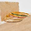High Quality Gold Plated Stainless Steel Colorful Crystal Cz Baguette Wrist Bracelet Bangle Jewelry For Women
