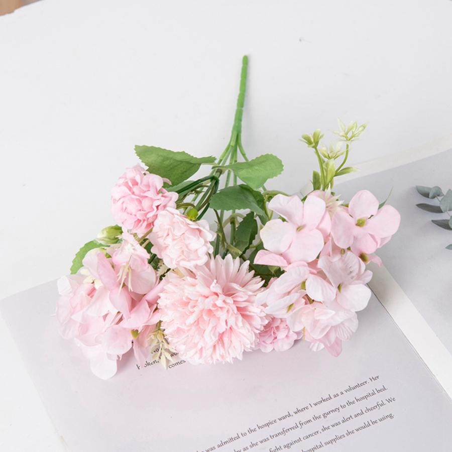 

Artificial Flowers 3 Forks 7 Heads Carnation Hydrangea Bulbous Chrysanthemum Wedding Bridal Bouquet Home Room Garden Decor gifts 1 pc