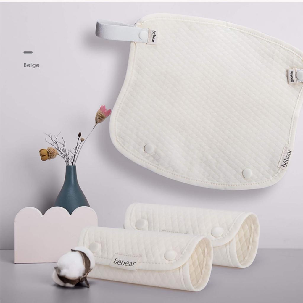 Bebamour Baby Carrier Drool Cover and Drool Pad Set Belt Sucking Pad for Baby Carriers (3-Piece Set) - Pad, 100% Cotton, (White)