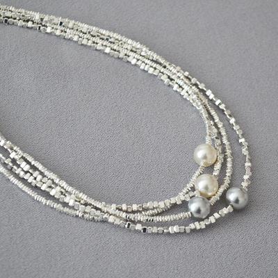 Korean Style Sparkling Irregular Silver Beaded Clavicle Necklace for Women