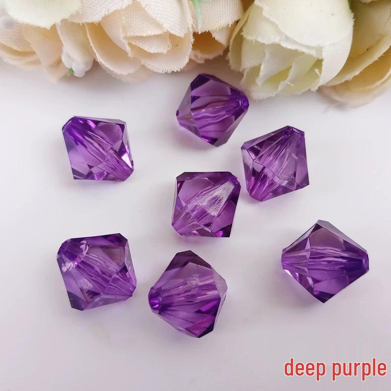 Acrylic Transparent 14mm Double-Pointed Rhombus Imitation Crystal Beads for DIY Jewelry Accessories and Colored Door Curtains