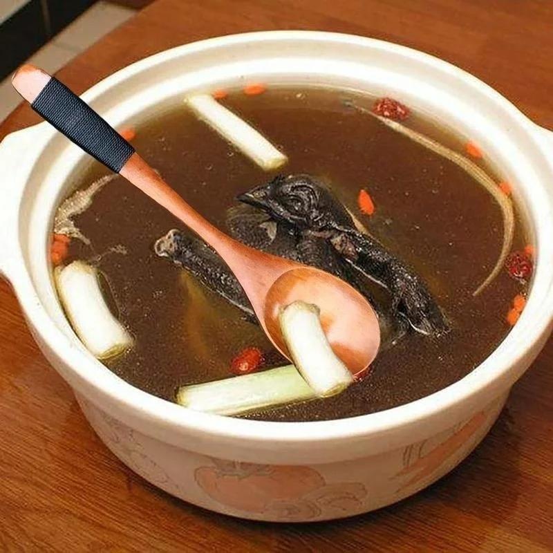 Wooden Spoons Large Long Handled Spoon Rice Soup Spoon Long Handled Wooden Strainer Spoon Skimmer Scoop Wooden Utensils Cooking