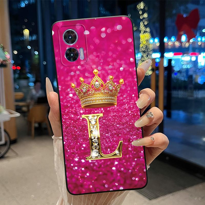 Phone Case For Motorola Edge 30 Lite/Motorola Edge 30 Neo 5G Black Case Shockproof Soft Fashion Letter Crown Cover