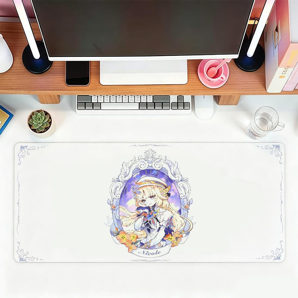 Anime Nicole Mauspads Groß Rutschfest Gaming Schreibtischmatte Laptop Tastaturablage Büro PC Genshin Impact Gummi Schwarz