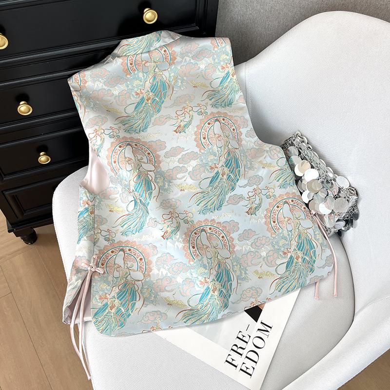 Temperament Vest Women Brocade Jacquard Vest Vest Early Spring Improvement Guochao