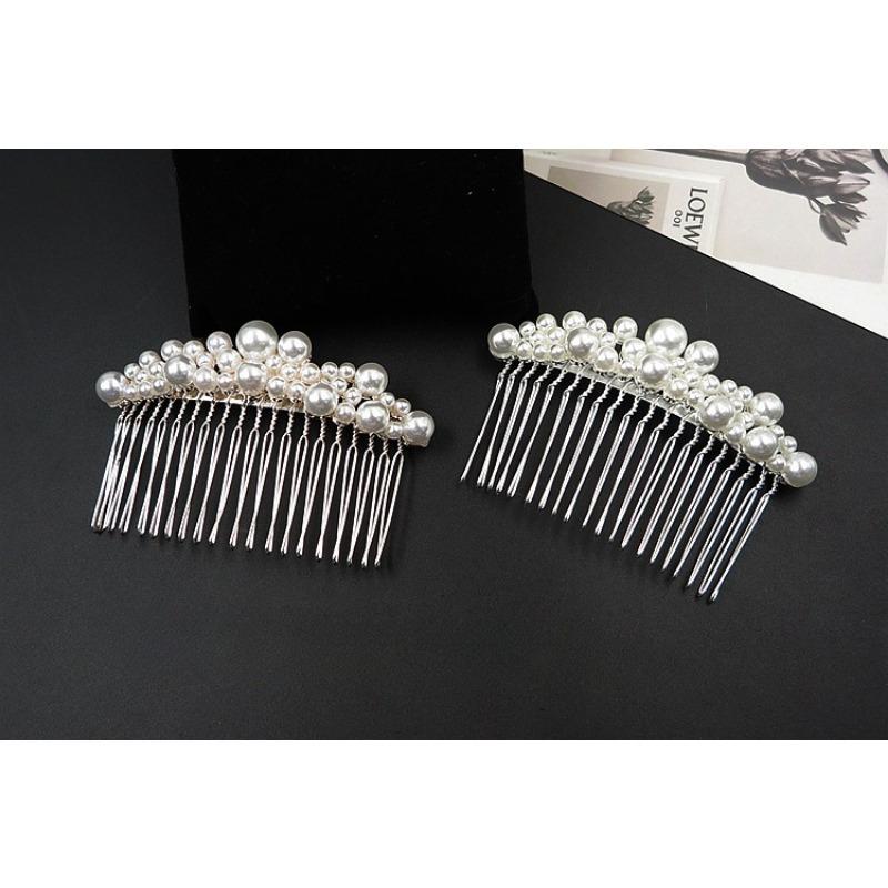 Koreanische Version des einfachen Braut-Perlen-Zahnkamms, Einsteckkamm, Ponykamm, süßer und vielseitiger Erwachsenen-Legierungs-Kopfschmuck, Haarschmuck