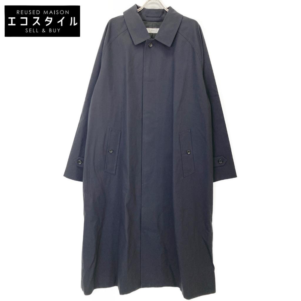 Graphpaper Dark Navy GM211-10045B Voile Gabardine Soutien Collar Coat coat 3 blackUsed
