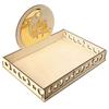 Rustic Wooden Eid Mubarak Party Serving Tray Ramadan Food Tableware Display Desk Organizer Wood Decoration