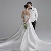 Korean Version of Satin Light Wedding Dress 1011 New Bride Simple Atmosphere Tube Top Going Out Yarn Welcome Photography Trailing Dress