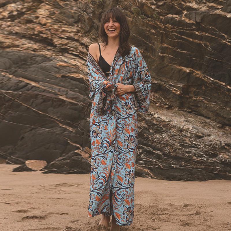 2025 Women's Rayon Print Sun Protection Holiday Cardigan & Beach Cover-up