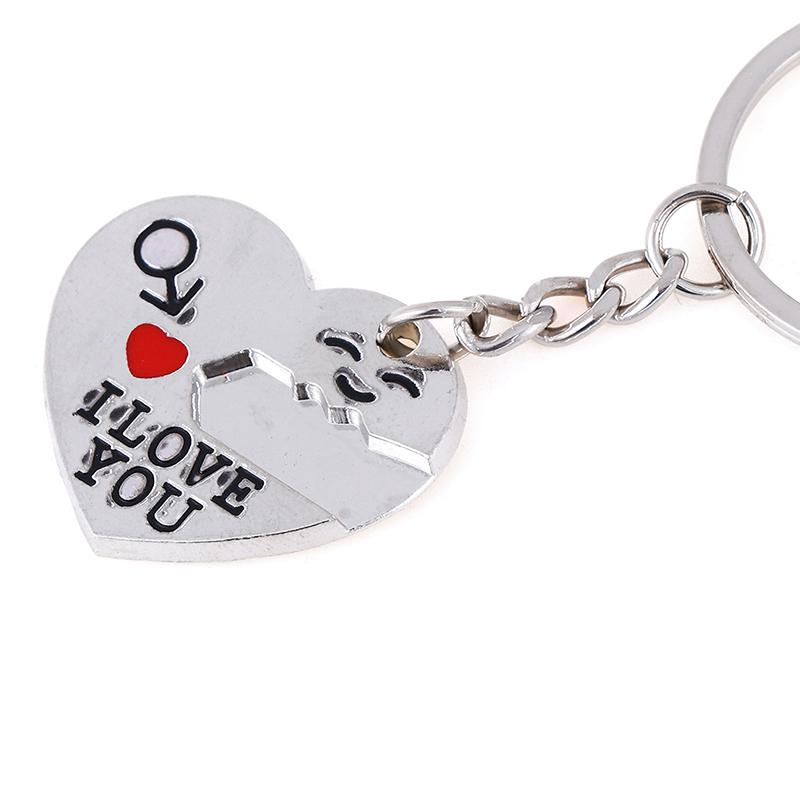 2Pcs/Lot Heart-Shaped Keychain Couple Valentine'S Day Lover Gift Secret Love