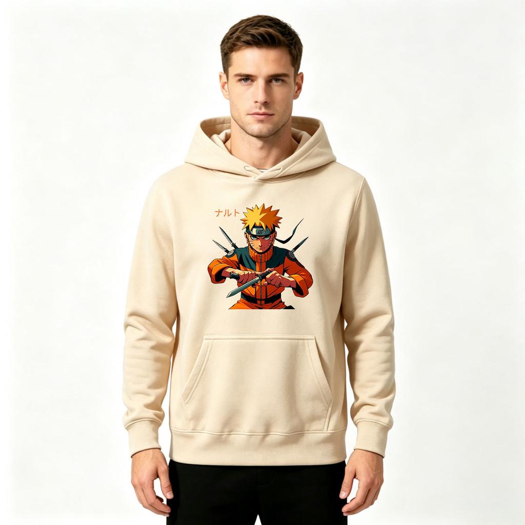 Erkek Anime Karakter Baskılı Kapüşonlu Sweatshirt Günlük Giyim İçin Rahat Uzun Kollu Sweatshirt