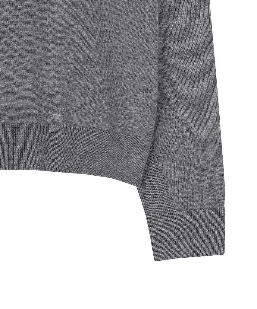 NOIRER Silk Wool Blend Deep V-Neck Knit (Gray)