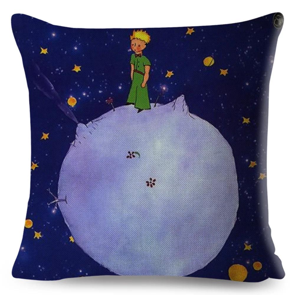Little Prince Pillow Case Decor Cartoon France Anime Print Cushion Cover for Sofa Home Children Room Linen Throw Pillowcase