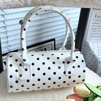 Cilindrische Koreaanse Stijl Polka Dot Handtas Mini Dagelijkse Casual Schoudertas Dames Schattig Elegante Onderarmtas Crossbody Tas
