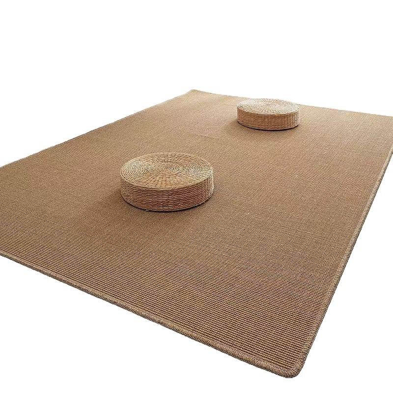 Plain Color Japanese Floor Mat: Living Room/Bedroom Tatami Pineapple Ring Carpet, Imitation Jute, Anti-Scratch