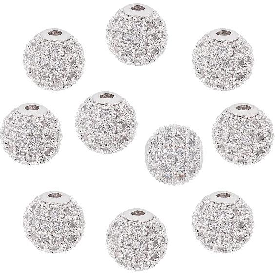 NBEADS 10 Stück Zirkonia Pavé Königskrone Perlen, 11x7mm Goldfarbe Armband Abstandshalter Charms Große Loch Lose Perlen für Armband Halskette DIY