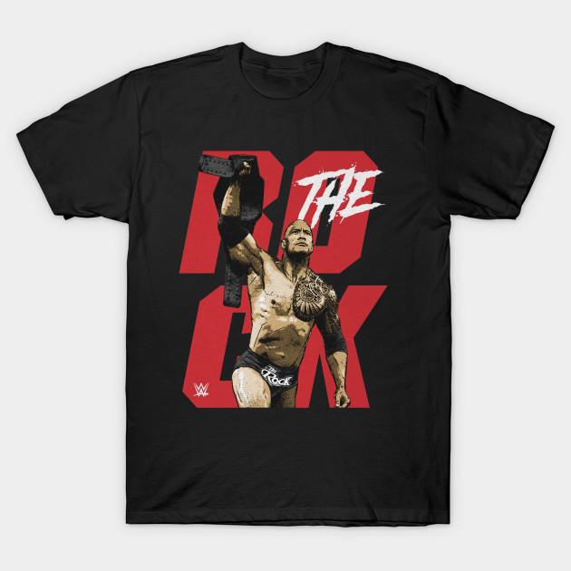 Мужская черная футболка с принтом The Rock Championship Печать на бумаге для трансфера без вырезания Хлопковая футболка 2XL чёрный