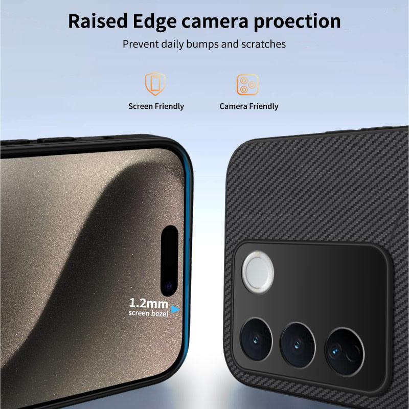 Neue 2025 Exquisite Handyhülle aus Kohlefaser für Vivo V27 V29 Pro V29E V30 Pro V30 Lite Silikon-Bumper Stoßfeste Hülle V27 Pro