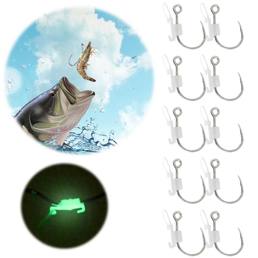10Pcs High Strength Luminous Live Shrimp Fishing Hooks Sea Bass Carbon Steel Hook  Grouper