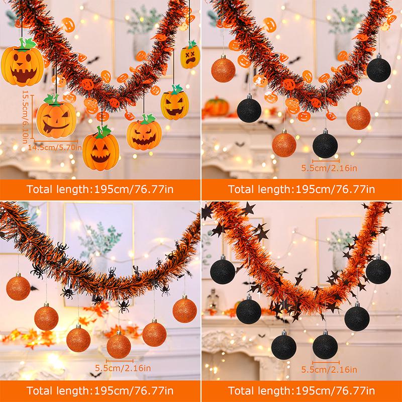Halloween Ball Pendant DIY Plastic Atmosphere Decor Artificial Pumpkin Ornaments Cartoon Pattern Background Decoration 2 Styles