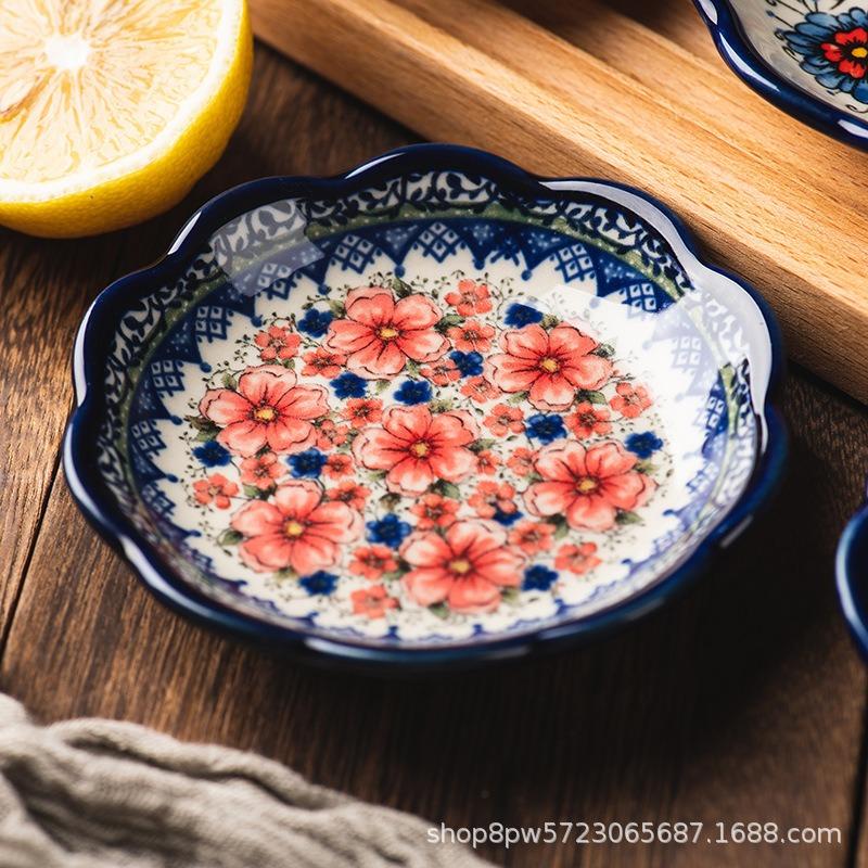 Daisy Saucer Household Ceramic Seasoning Saucer Dipping Saucer Vegetable Saucer Bone Saucer Soy Sauce Saucer Vinegar Saucer