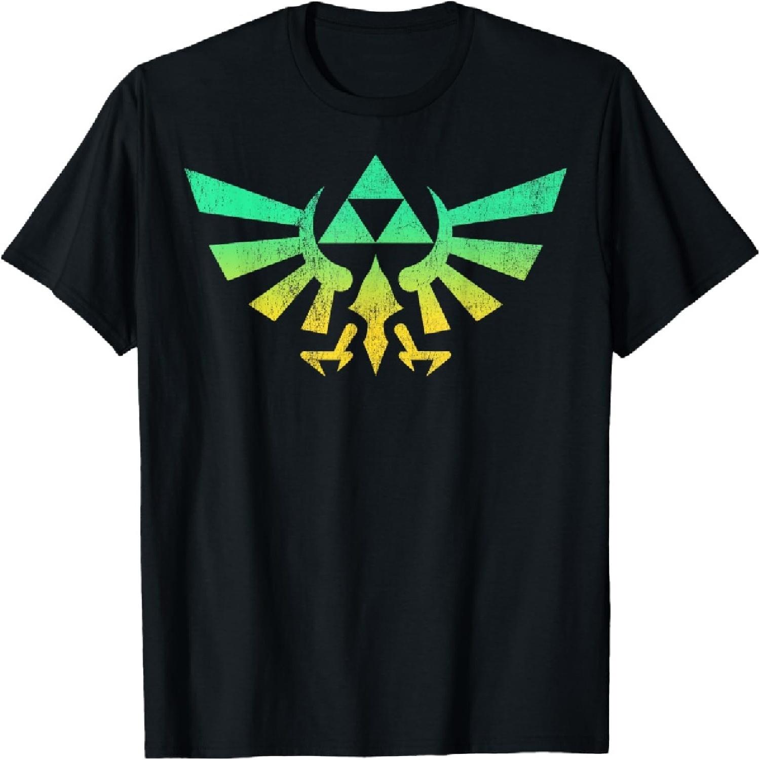 Футболка с графикой Legend of Zelda Triforce Green Fade S
