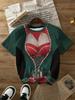 Women's T‑shirt Christmas Elf Costume 3D Fake Outfit Print Short Sleeve Crew Neck Summer Casual Party Tops Women Clothing