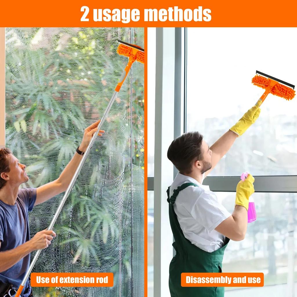 Window Cleaning Squeegee Kit with Cleaning Cloth Cover Spliced Window Squeegee Cleaner Hanging Window Squeegee Cleaning Tool