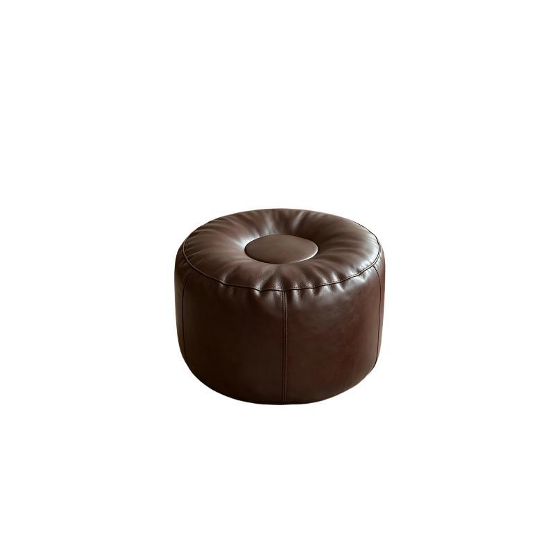 Pouf Rotondo Pieghevole in Ecopelle con Scomparto Nascosto, Seduta Pouf per Arredamento Soggiorno Casa
