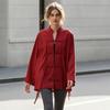 Handgemachtes Knopflochhemd Damen Hemd mit Stehkragen, Chinesische Frosch-Bluse für Frühsommer Freizeit-Outfit Herbst, Lockeres einfarbiges Langarm-Oberteil Frühjahrs-Kleidung
