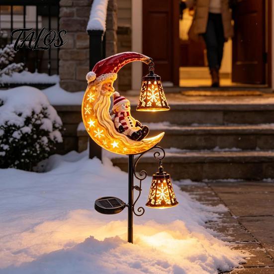 Easy Installation Outdoor Lighting Solar Christmas Garden Stake Light, 31.5 Inch Santa Snowman LED Pathway Lights, Decorative Holiday Path Waterproof