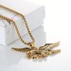 Gold Flying Eagle Pendant Necklace For Women Men Punk Cool Bird Shape Stainless Steel Chain Hip Hop Jewelry Gift