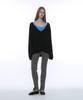 PARTIMENTO WOMEN Pwc Oversized Deep V-Neck Knit Top_Black