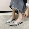 Silver Bag Head Sandals, New Low-heeled Pointed Flat-soled Sandals, Temperament Fashion Shoes