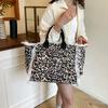 Canvas Leopard Print Large Capacity Shoulder Bags 2026 High Quality New Bags Casual Beach Vacati Basic Style Handbags
