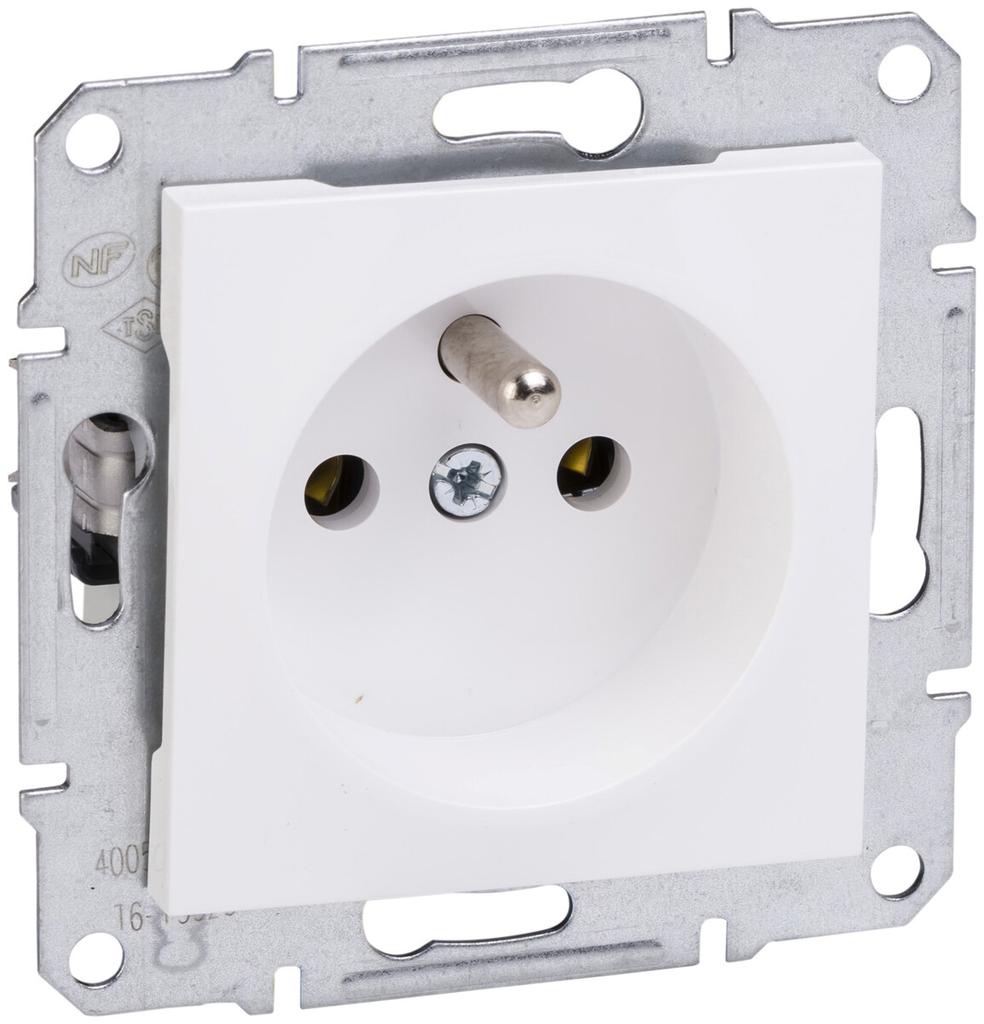 Single Socket with Grounding Without Frame, White ASFORA