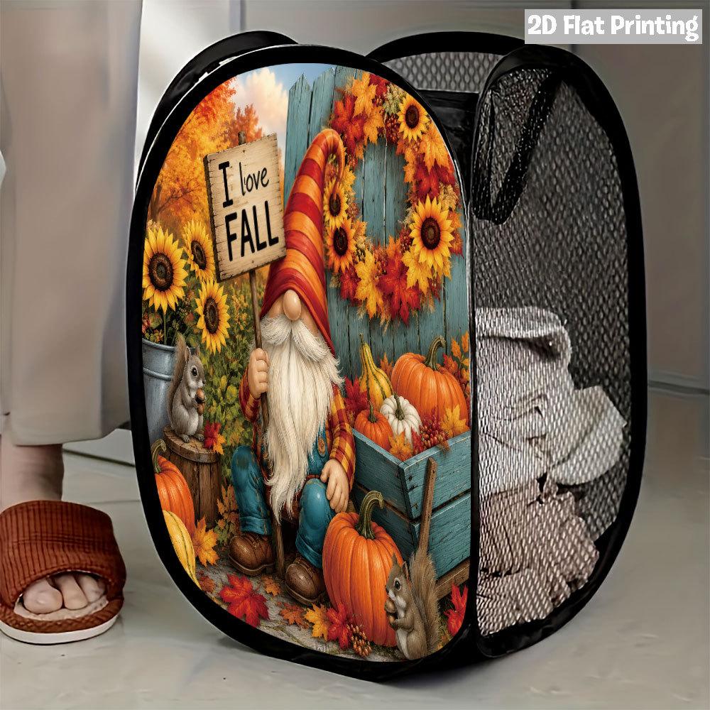 1Pcs Autumn Sunflower Pumpkin Series 3 Pop-Up Laundry Hamper Expandable Mesh Hamper Basket for Room Bedroom Bathroom Organization Contemporary Storage
