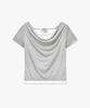 MONGDOL Drape Neck Layered Short Sleeve T-Shirt Gray Mdts094Gray