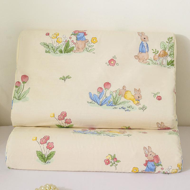 1pc Soft Skincare Cotton Latex Pillowcase Bedroom Memory Foam Curved Sleeping Pillow Case Cartoon Washable Bed Supplies Decor