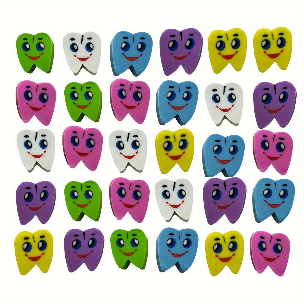 30pcs Cube Erasers - Synthetic Rubber Molar Shaped Pencil Erasers, Durable & Easy To Clean For School&Office Use,School Supplies