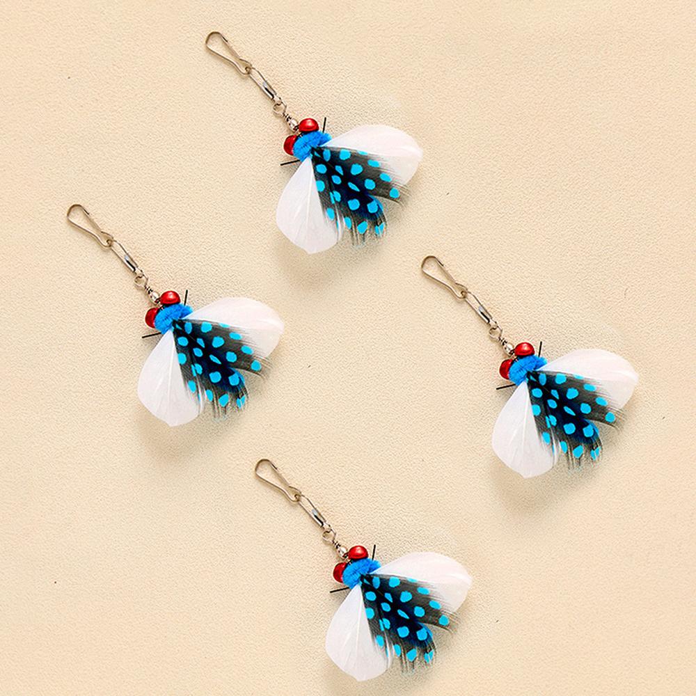 4pcs Simulation Insect Shapes Feather Cat Toy Replacement Head Kitten Cat Teaser Pet Toy